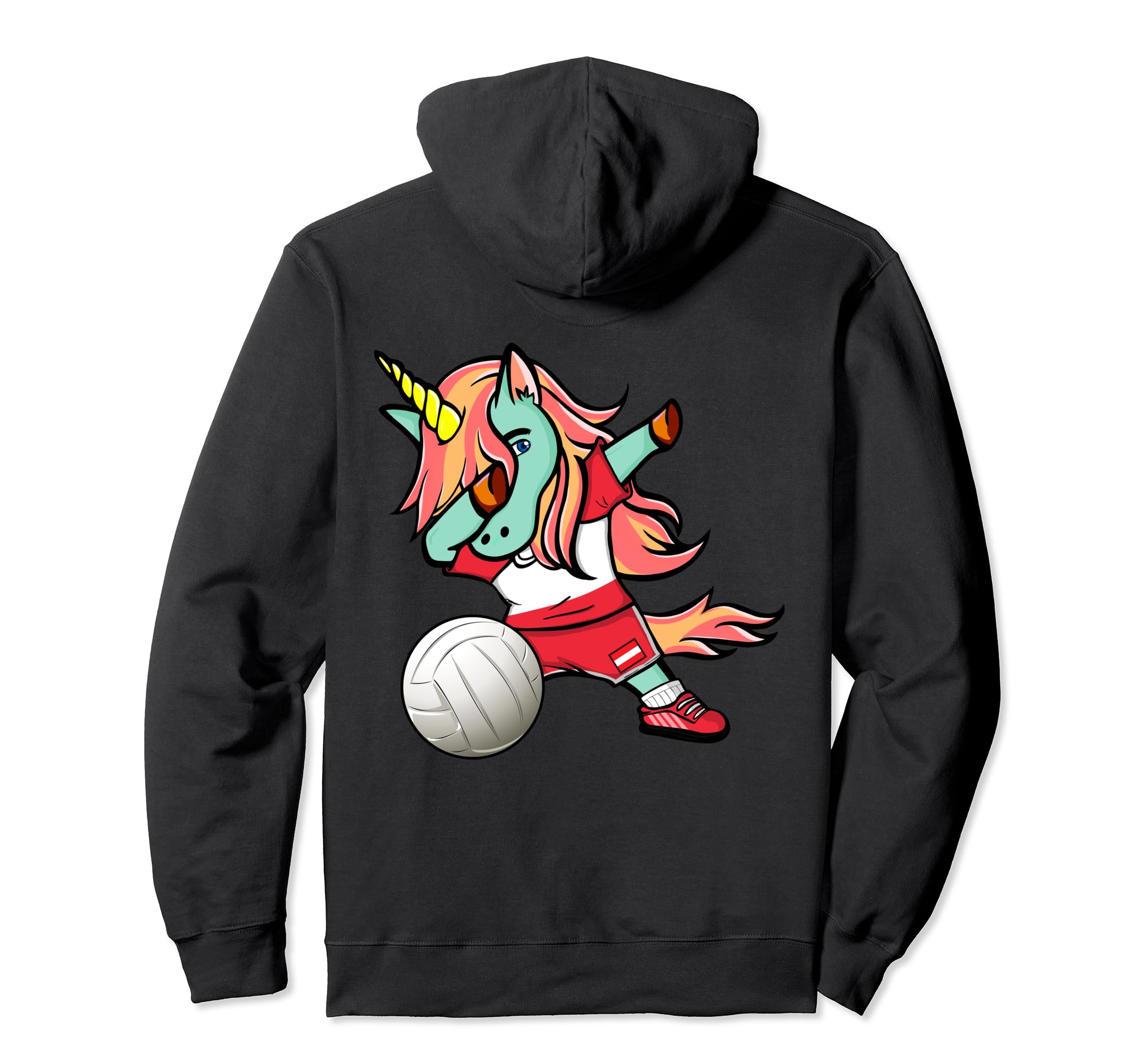 Dabbing Unicorn Austria Volleyball Fans Jersey Austrian Flag Pullover Hoodie