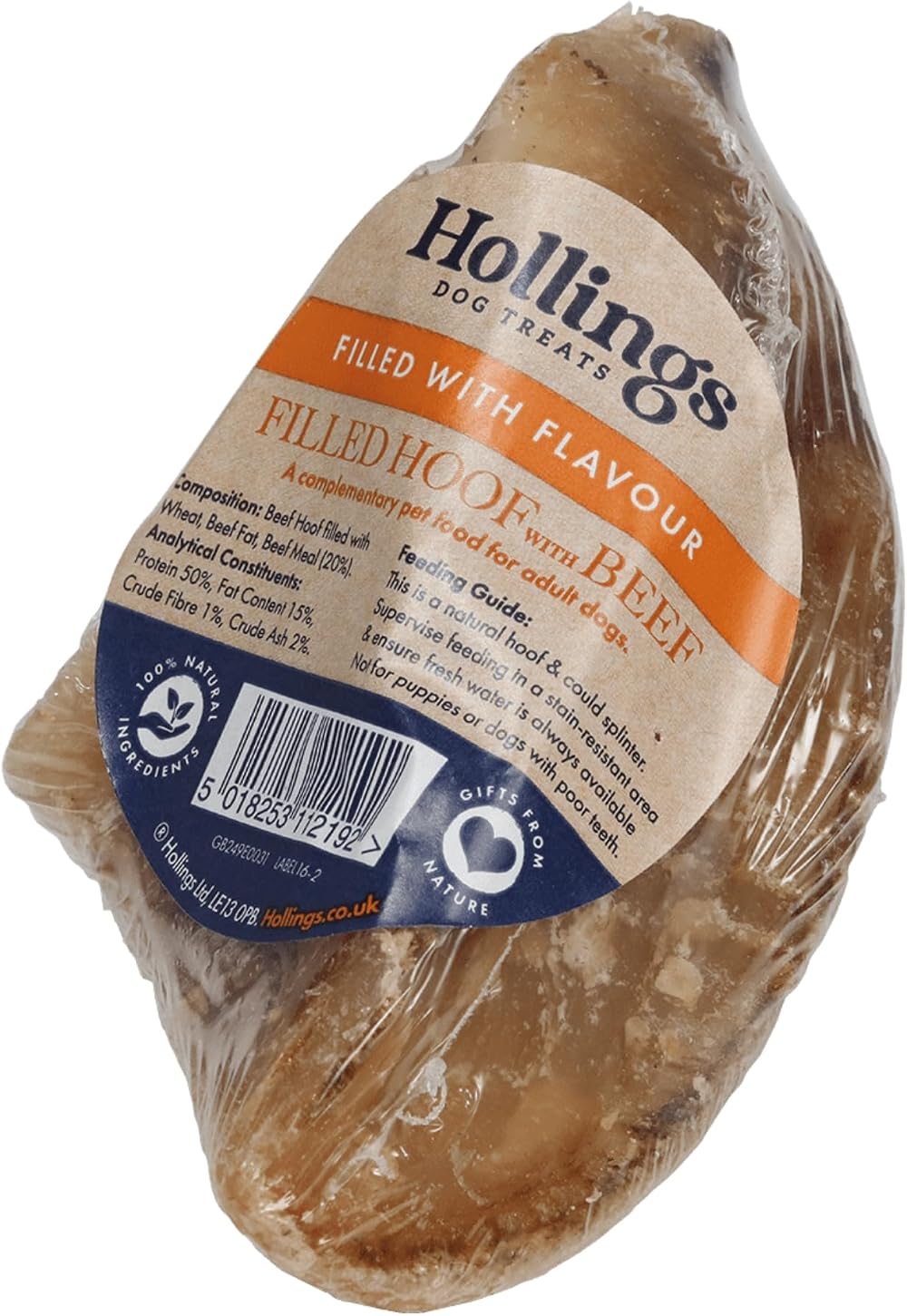 Hollings Filled Hoof with Beef Dog Treat 1 Pack 100% Natural Air Dried