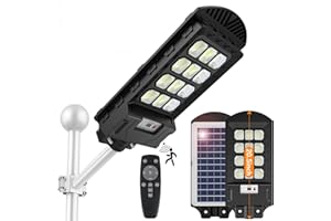 Mokot 300W Solar Street Lights Outdoor, IP66 Waterproof Solar Outdoor Lights Solar Powered Dusk to Dawn, Endurance LED Solar Lights with Motion Sensor Solar Parking Lot Lights for Stadium, Yard
