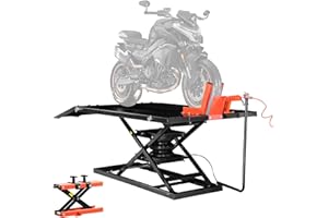 VEVOR Motorcycle Lift Table, 1500lbs Weight Capacity, Pneumatic Motorcycle Jack, 8.6-31 in Height Range, Heavy Duty Bike Repa