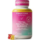Pink Stork Total Postnatal Vitamin Gummies, 60 Count | Multivitamin for Postpartum Recovery, Lactation Support, Folic Acid, B6, Zinc, + Vitamin C, Postpartum Essentials
