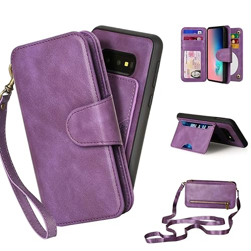 CORNMI Galaxy S10e Wallet Case, Mirror 10 Card Holders Crossbody