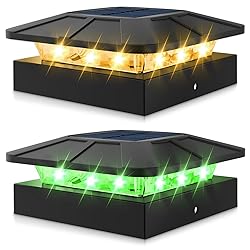 Peasur 2 Packs 4x4 Solar Post Lights Outdoor, Green