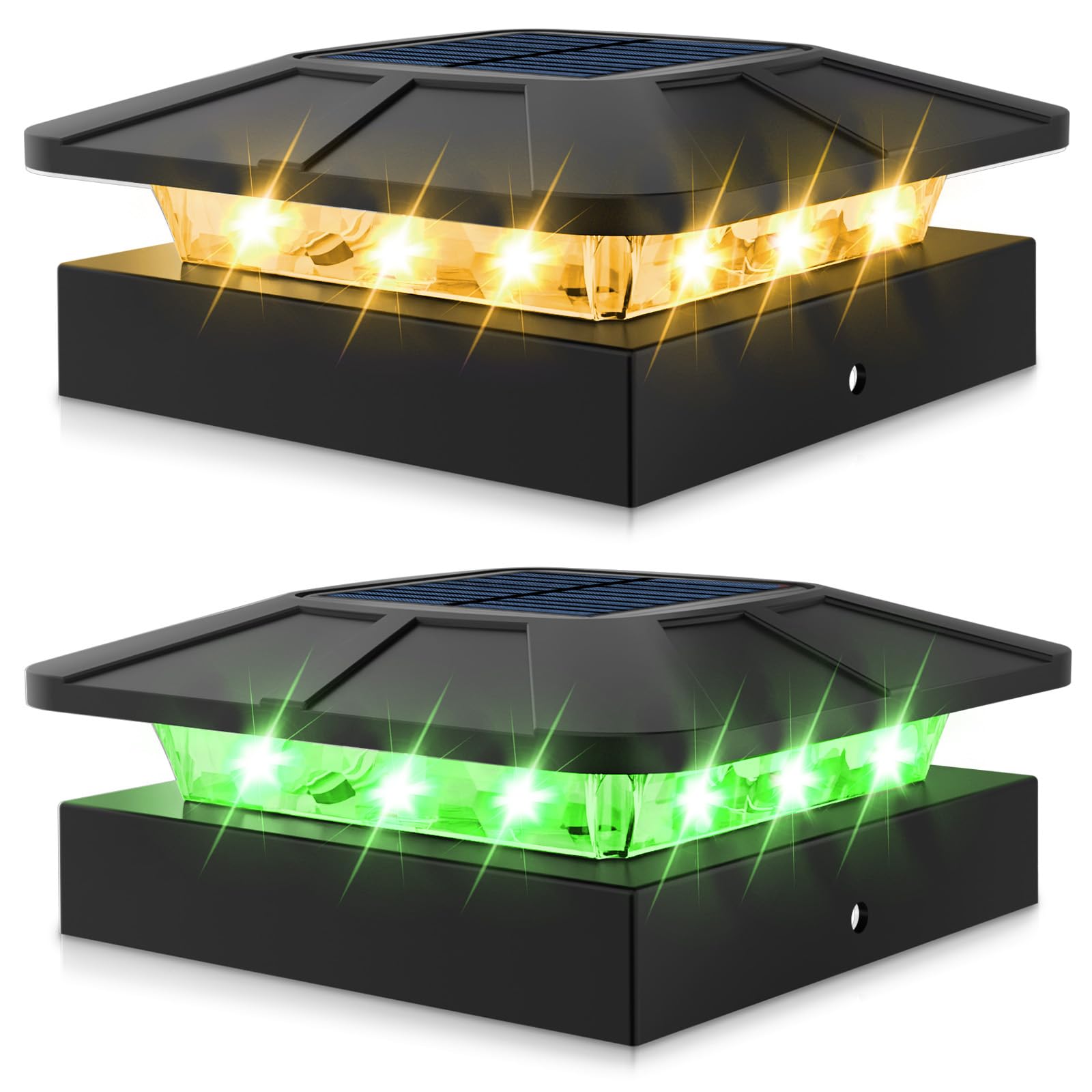 Peasur 2 Packs 4x4 Solar Post Lights Outdoor, Green