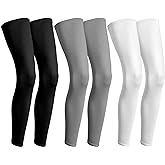 Geyoga 3 Pairs Compression Leg Sleeves Full Length Long Knee UV Protection Sleeves for Outdoor Sports Cycling Football