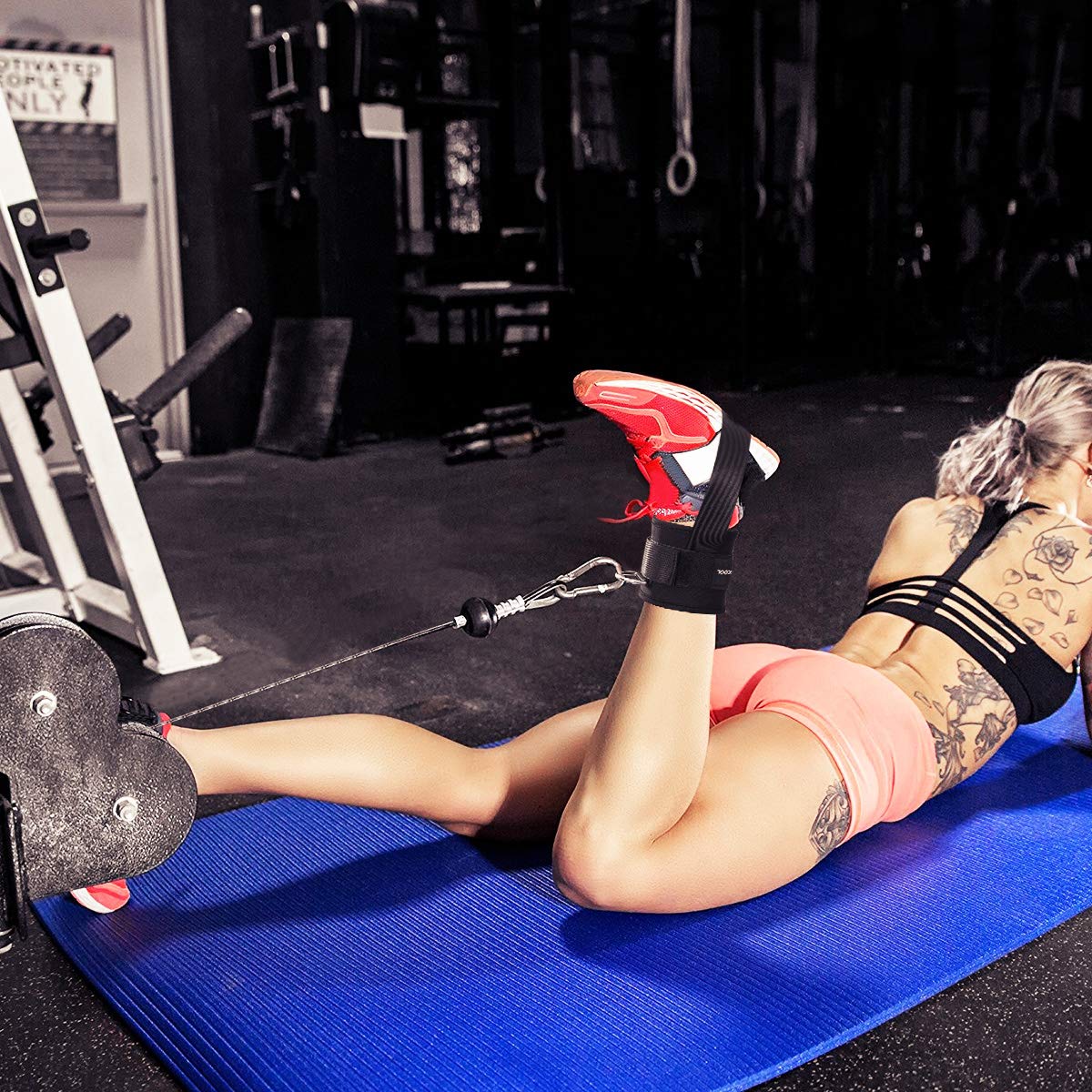 VORCOOL Fitness Fußschlaufen D-Ring Fußmanschetten für Gym Kabelzug Maschinen (Schwarz)