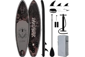 DAKUWAR Paddle Board 10'6''x33''x6'' Inflatable Stand Up Paddle Boards with SUP Accessories Ultra-Light Paddleboard Non-Slip Comfort Deck for Adults & Youth of All Skill Levels （Black and Grey）