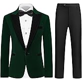 Rogers & Morris Boys Velvet Tuxedo Suit Formal Outfits Slim Fit Kids 5 Piece Set Peak Lapel Tuxedo