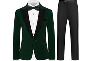 Rogers & Morris Boys Velvet Tuxedo Suit Formal Outfits Slim Fit Kids 5 Piece Set Peak Lapel Tuxedo