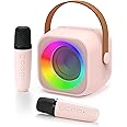 Jeefu Karaoke Machine for Kids, Toys for 3-12 Years Old Girls Gifts, Kids Karaoke Microphone Machine Toy, Best Fun Christmas Birthday Gifts for 5 6 7 8 9 10 11 Years Teens Girl Boys Pink 2 Mic