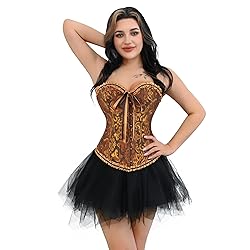 frawirshau Women's Lace Up Boned Overbust Corset