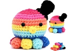 Sikcurg Crochet Kit for Beginners,Amigurumi Crochet Kit Step-by-Step Video Tutorials, Craft Kits for Adults Gils and Kids,Octopus Familly with Yarn