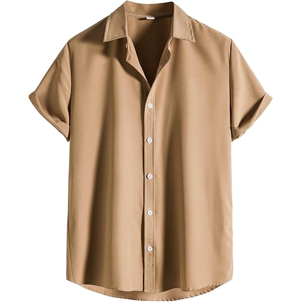 Amazon.com: Men's Casual Short Sleeve Shirts Solid Lapel