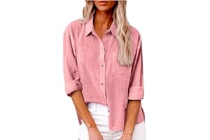 FQZWONG Deals of The Day Clearance Button Down Shirts for Women Womens Summer Tops Casual Solid Tshirts Loose Ladies Blouses