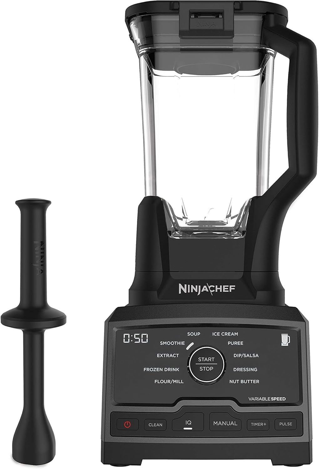 Ninja Chef Countertop Blender with 1500-Watt Auto-iQ Base, 10 Pre-Sets, 10 Speeds, Dishwasher Safe 72-Ounce Pitcher, and 50 Recipe Booklet (CT805) (Renewed)