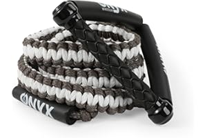 ONYX Wakesurf - 25ft Premium Braided Wake Surf Rope with 10" EVA Handle - 6 Adjustable Sections - Floating Watersport Ropes for Wake Surfing
