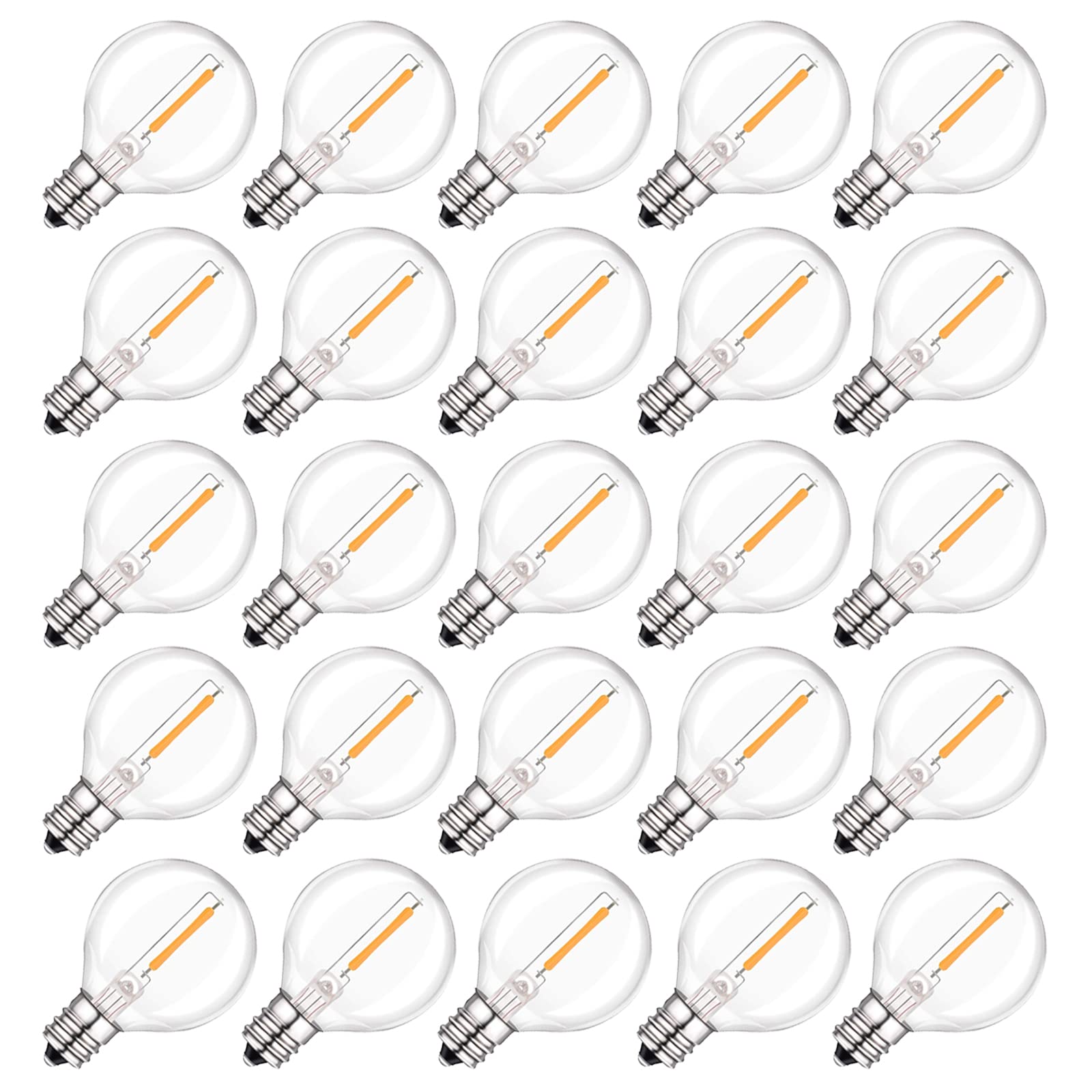 Photo 1 of Spacelumen 2200K G40 LED Light Bulbs Replacement, 1W E12/C7 Screw Base Socket Glass Globe Warm White Light Bulbs for Indoor Outdoor String Lights 25 Pack