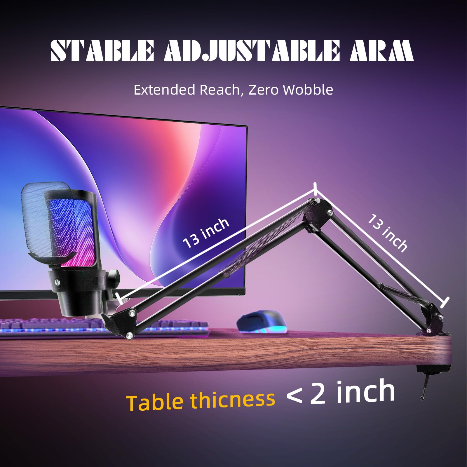 V VCOM Gaming Mikrofon mit Arm, USB Microphone Kit mit RGB Modi, Mute 8