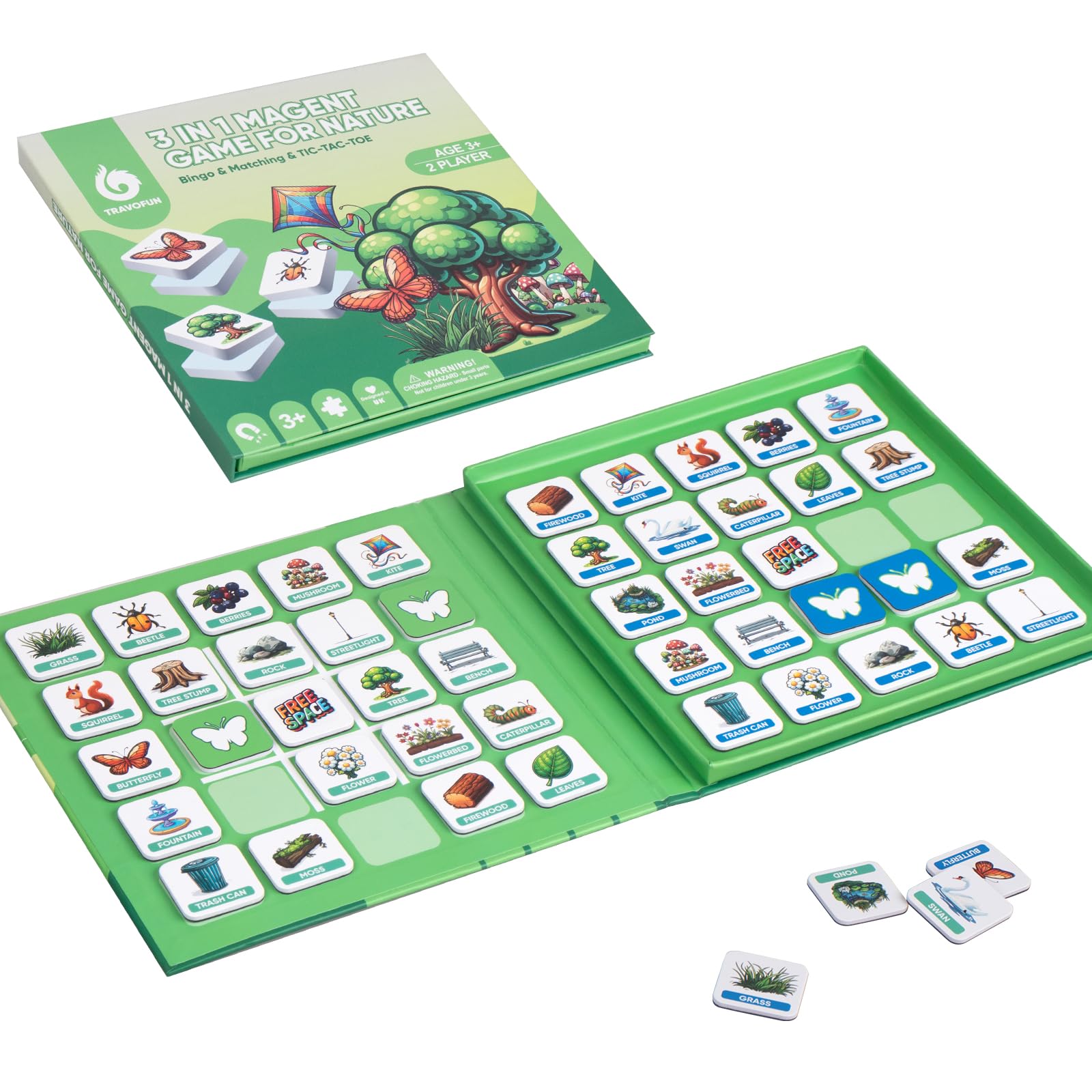 Travofun Magnetic Memory Matching Games for Toddlers Ages 3+, Travel Games for Kids, Fun Educational Toys for Nature & Road Trips