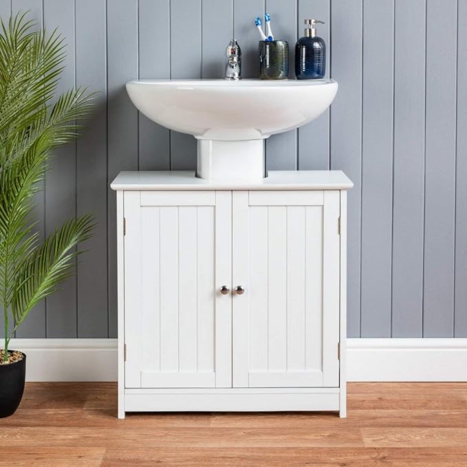 CHRISTOW White Under Sink Bathroom Free Standing Wooden Sink