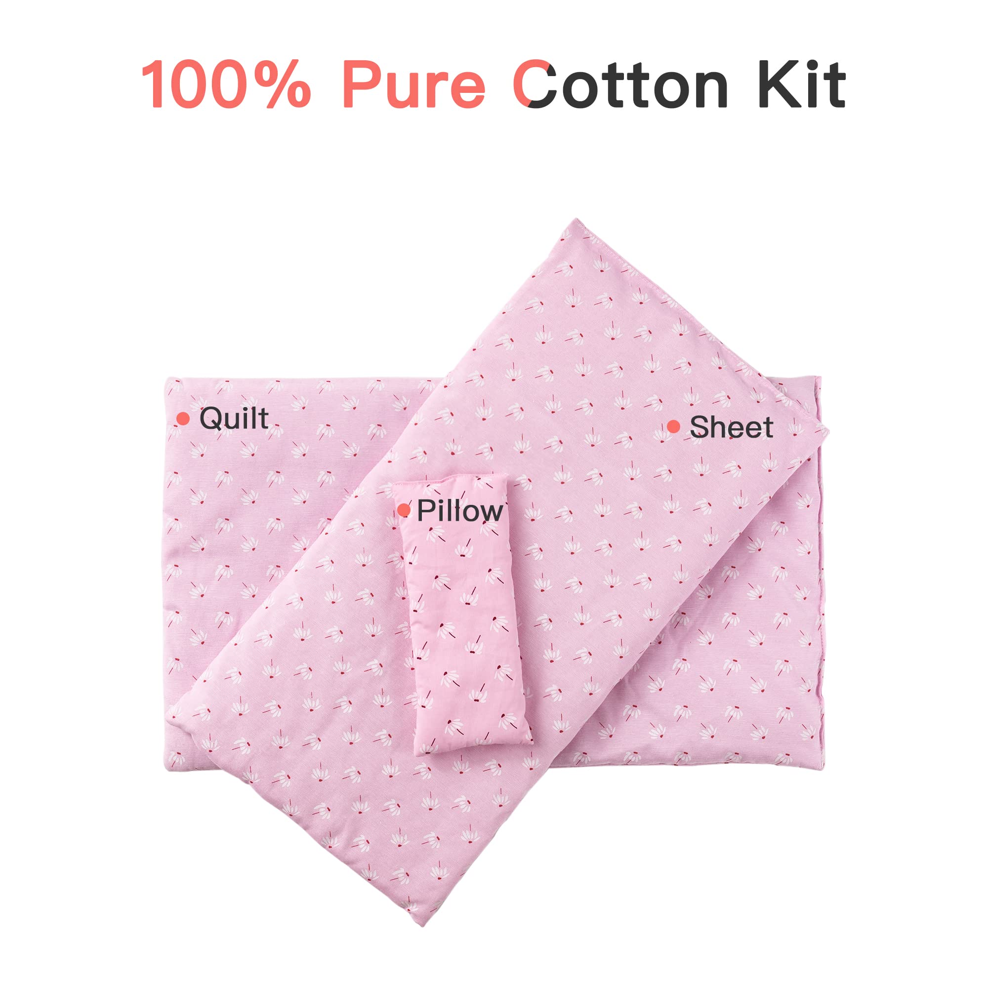 ROBOTIME Wooden Play Doll Cradle Rocking Baby Doll Crib, Reversible Doll Bedding for Toddler Girl,Fits Dolls Up to 20 Inches (White)