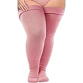 Neoviancia Plus Size Thigh High Socks for Thick Thighs Women- Thigh Highs Widened Extra Long Thick Knit Socks