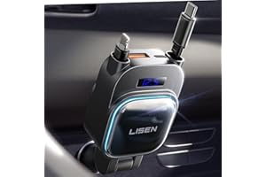 LISEN for iPhone 17 Pro Max Retractable Car Charger[USB C Cable & L Cable], 96W 4 in 1 Fast Charging Retractable Car Charger Cigarette Adapter for iPhone 16 15 14 13 12,Samsung Galaxy S25 S24, Android