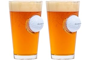 Golf Ball Beer Glass, Real Golf Ball Embedded, Unique Golf Lover Gift, Clear Beer Drinking Glass, Golf Fan Themed Barware - G