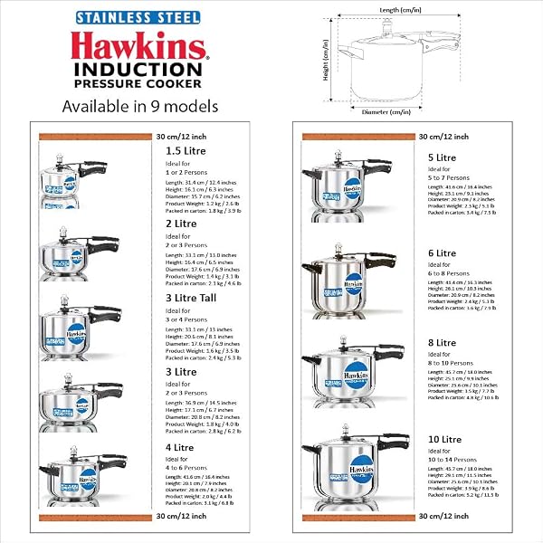 HAWKINS B25 PRESSURE COOKER, 2 LITRE, SILVER