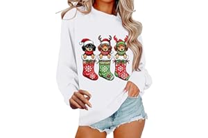 GENERIC Heevina Dog Mom Christmas Sweatshirts For Women Dachshund Light Cat Squirrel Dogs Printed Crewneck 2024 Sweatshirt