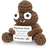 A AIFAMY Positive Poo Funny Crochet Poo Doll with Positive Card Legs for Best Friend Birthday Hilarious Positivity Gag Gifts