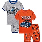 Dolphin&Fish Little Boys Cotton Short Pajamas 4 Piece Summer Kids Clothes Children Toddler Pjs