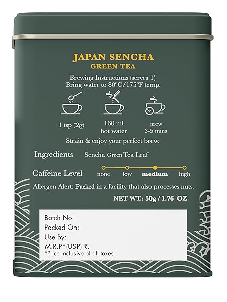LUXMI ESTATES JAPANESE SENCHA GREEN TEA 50G/1.76OZ (25 CUPS)|AUTHENTIC FIRST FLUSH SENCHA LOOSE LEAF|MILD RICH & REFRESHING