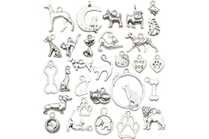 WOCRAFT 100g(80pcs) Craft Supplies Antique Silver Animals Cat Dog Pet Charms Pendants for Crafting, Jewelry Findings Making Accessory for DIY Necklace Bracelet (M293)