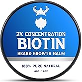 Beard Balm,2X Concentration Biotin Beard Balm for Men (2 oz) - Natural Mens Beard Oil with Castor Oil,Argan Oil, Jojoba Oil and Vitamin,Thickening for Beard,Beard Growth Softener