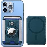 Miroddi MagSafe AirTag Holder, Card Holder for iPhone 15/14/13/12 Series, Leather Wallet with RFID Protection, Blue