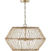 Capital Lighting 344142MA Wren Modern Handcrafted Rattan Hexagon Pendant Ceiling Light Fixture, 4-Light 240 Total Watts, 15" 