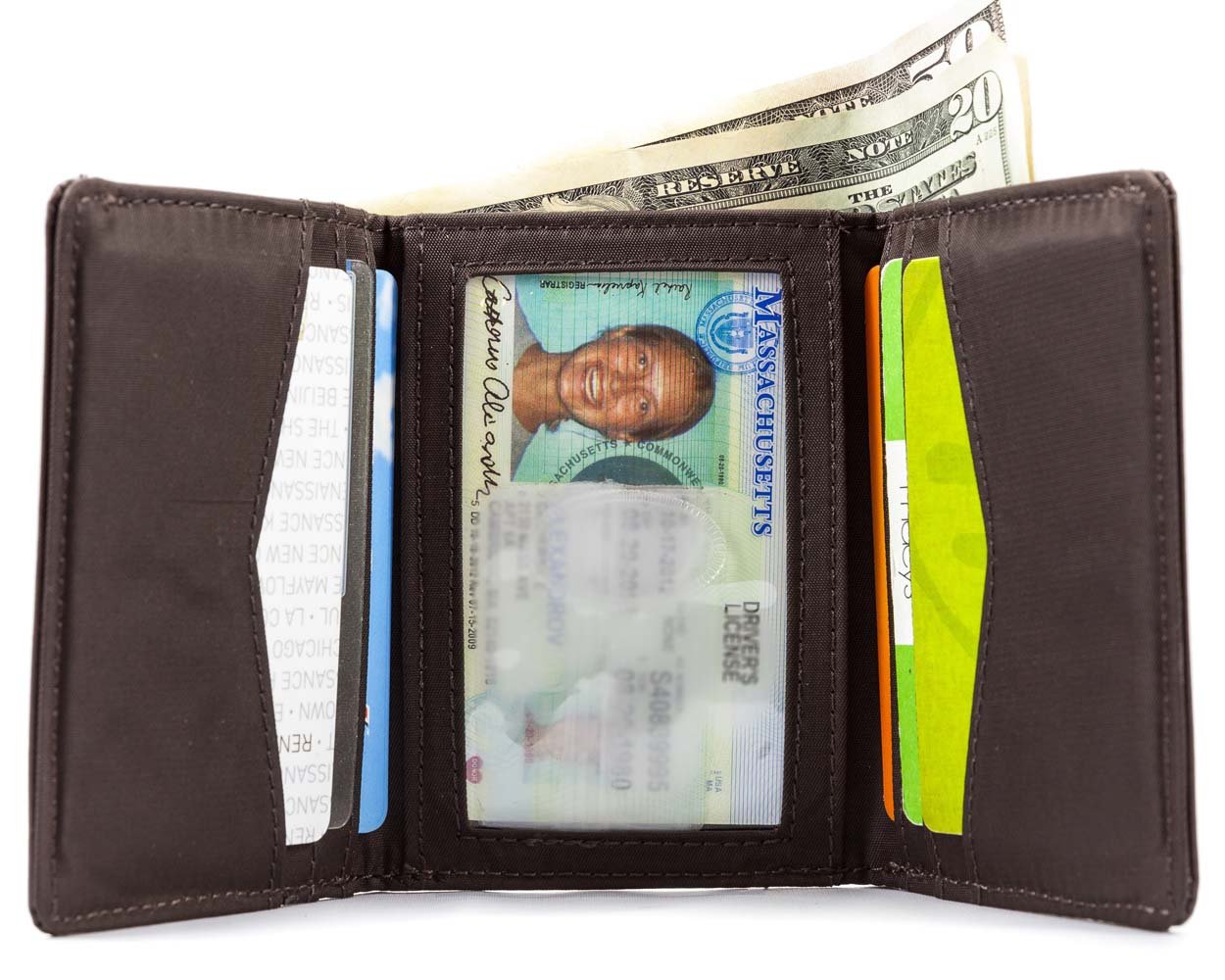 Big Skinny Men's Tri-Fold Leather Slim Wallet, Holds Up to 25 Cards