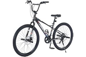 WEEROCK 26 Inch Mountain Bike 7 Speeds Steel Frame MTB, BMX Style Students Bicycle with BMX Handlebar, 4 Step Pegs, 26 X 2.35 Inch Bike Tires, DISC Brakes for Men Women Adult Senior, Multicolor