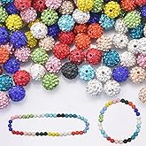 100pcs 10mm Rhinestone Clay Beads for Crafting - Ice Collection Baseball Bling Style, Round Shamballa Disco Ball Design, Fancy Sparkle for DIY Jewelry Making Christmas Decor (10 Colors)