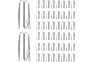 UKQRRTC 50 pcs Stainless Steel Curtain Pleater Tape Hooks, W Shape Curtain Pleat Hook, 2 × 1 × 1 inches for Window, Door, Bat