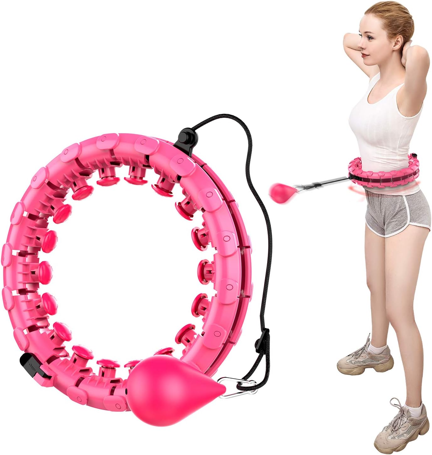 Beedove Hula Fitness Hoop, Never Falling Adjustable Size Weighted Hula