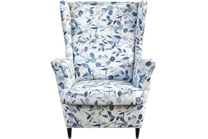 HAOYONG Wing Chair Slipcovers Printed Wingback Chair Covers 2 Pieces Wingback Armchair Slipcover Stretch Chair Slip Covers Washable Armchair Protector Cover for Living Room and Bedroom