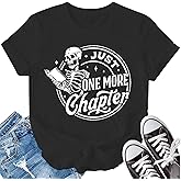 Just One More Chapter T-Shirt Women Cute Book Lover Gift Tee Tops Funny Reading Shirt Tops Teacher Short Sleeve Tees