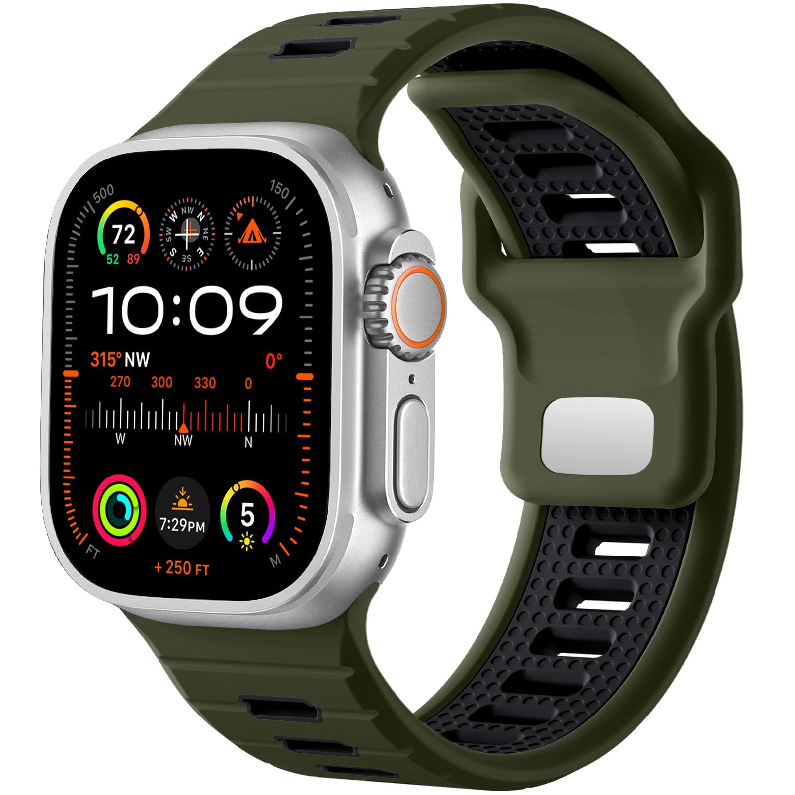 CeMiKa Compatible with Apple Watch Straps Ultra 3/Ultra 2/Ultra 49mm 44mm 46mm 45mm 42mm Men, 26mm Adjustable Silicone Sport Loop Replacement Bands for iWatch Series 11 10 9 8 7 6 5 4 SE 3 2 1