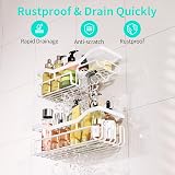 HapiRm Shower Caddy No Drill with 11 Hooks Stainless Steel White view 2