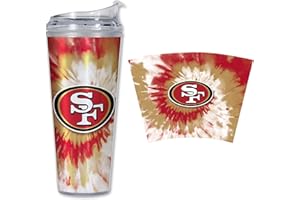 Rico Industries NFL Football Glitter 24oz Acrylic Glitter Tumbler with Hinged Lid, Officially Licensed Double Wall Tumbler with Straw