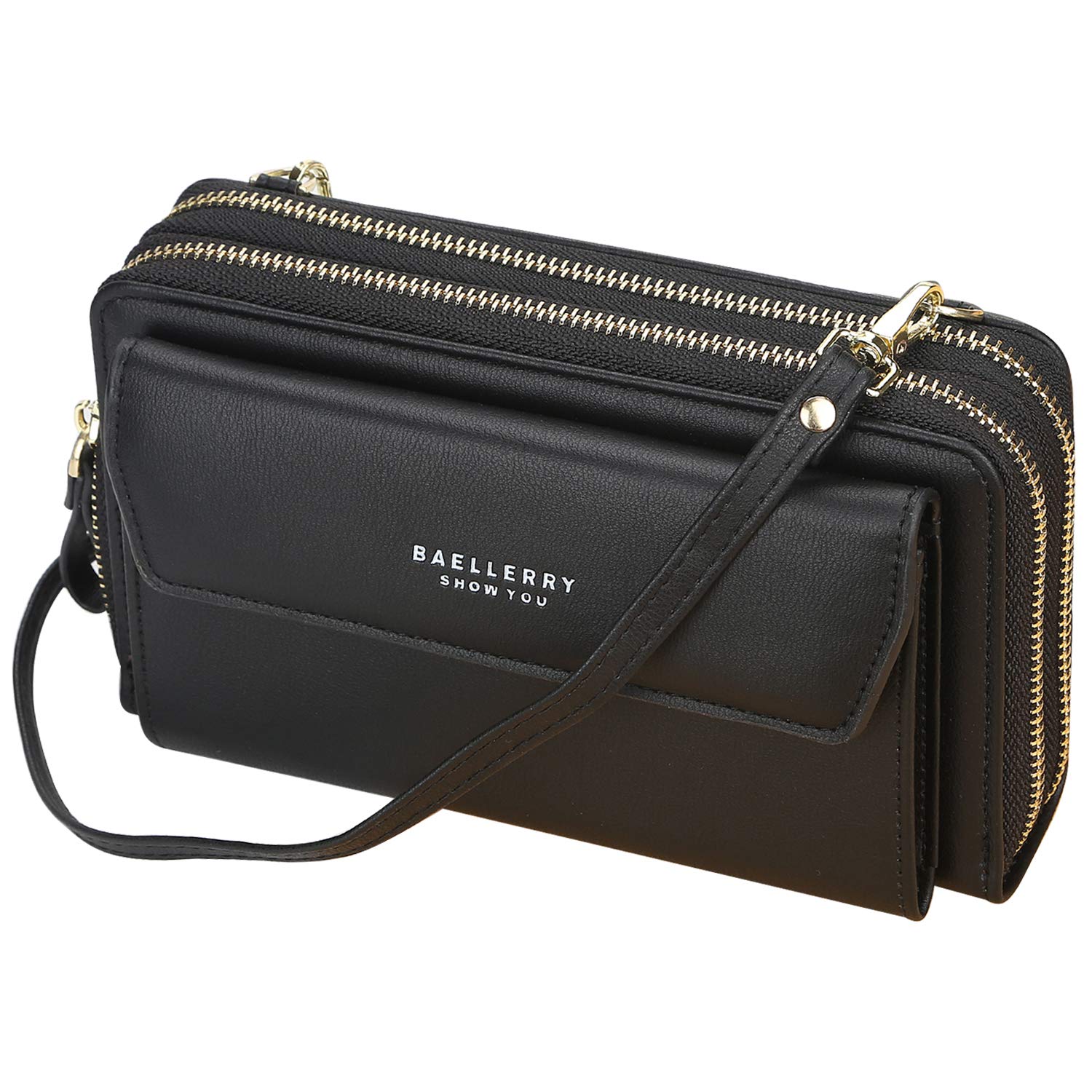 Yixuan Women's Crossbody Phone Pouch - Ladies Cross-Body Shoulder Bags with Adjustable Strap, Double Zipper PU Leather Wallet