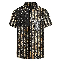 HUGLAZY USA Camo Buck Deer Flag Hawaiian Shirt for