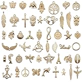 Youdiyla 153pcs KC Gold Alloy Pendant Series Jewelry Making DIY Keychain Earrings Pendant Various Design Charms for Jewelry Making Bracelets Necklace (M377)